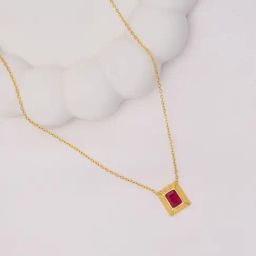 Perfectly Average Ruby Rectange Necklace-12