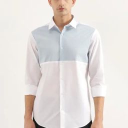 United Colors Of Benetton White Slim Fit Colour Block Shirt-image-69