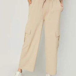 Ginger by Lifestyle Beige Cotton Mid Rise Flared Pants-image-74