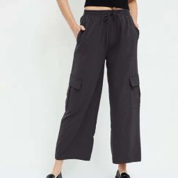 Ginger by Lifestyle Grey Cotton Mid Rise Flared Pants-image-12
