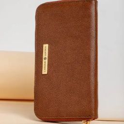 Carlton London Tan Textured Zip Around Wallet for Women-43