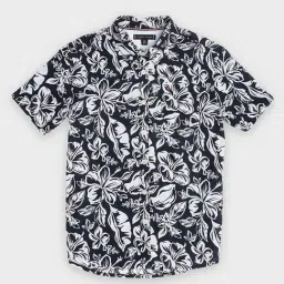 Tommy Hilfiger Kids Navy Cotton Regular Fit Floral Print Shirt-picture-29