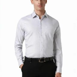Van Heusen Grey Slim Fit Checks Shirt-image-77