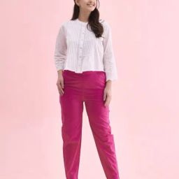 Go Colors! Pink Cotton Mid Rise Pants-image-97