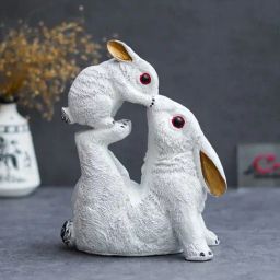 eCraftIndia Multicolor Polyresin Rabbit Statue with Bunny Decorative Showpiece-image-29