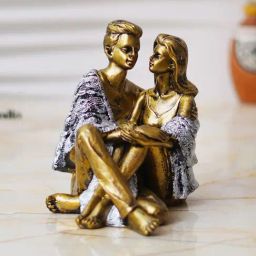 eCraftIndia Multicolor Polyresin Lovely Sitting Couple Statue Human Showpiece-image-75