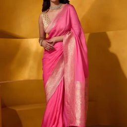 Taneira Pink Woven Saree With Unstitched Blouse-picture-29