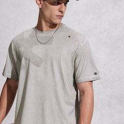 WROGN Brand Logo Printed Drop-Shoulder Sleeves Pure Cotton Oversized T-shirt-image-56