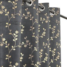 IVAZA Set Of 2 Teal Black Out Long Door Curtain-15