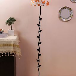 Devansh Black & White Printed Cotton Floor Lamp With Shade-42