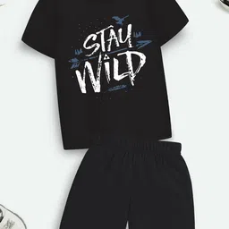 YK X Trampoline Kids Printed T-shirt with Shorts-image-50