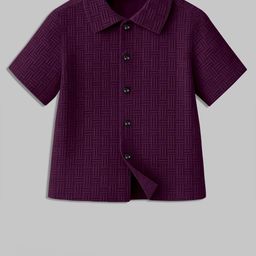 BAESD Boys Classic Textured Spread Collar Casual Shirt-image-50