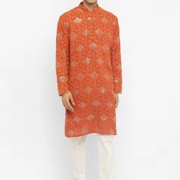 Devyom Men Printed Regular Thread Work Kurta with Pyjamas-43