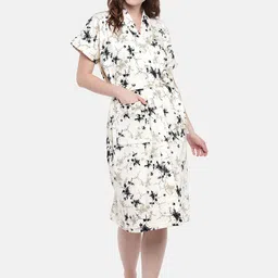 Sand Dune Women Black & Cream Printed Bath Robe 7106-image-76