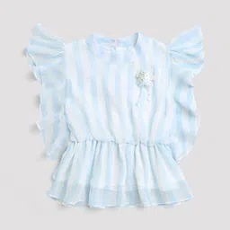 Tiny Girl Striped Gathered Or Pleated Ruffles Peplum Top-picture-31