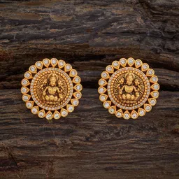 Kushal's Fashion Jewellery Gold-Plated Circular Zircon Antique Studs-image-17