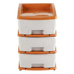 RUBOXA White & Orange Textured 3-Layer Multi-Purpose Organiser image 2