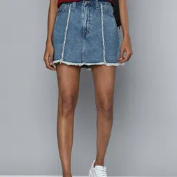 Levis Women High Rise Pure Cotton Regular Fit Denim Skirt-picture-20