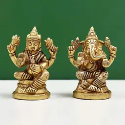 Exotic India Lakshmi Ganesha Brass Statue-picture-12
