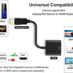 NISHTECH Display Port (not USB) to HDMI Adapter, Display Port to HDMI Converter DP to HDMI Cord (Male to Female) Compatible with Computer, Desktop, Laptop, PC, Monitor, Projector, HDTV image 4