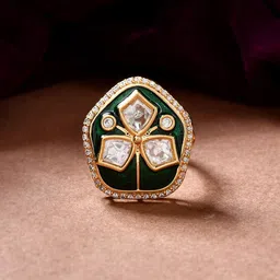 Voylla Kundan Elegance Meena Glow Ring-image-2