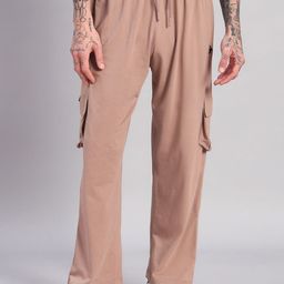 GRIFFEL Men Cotton Relaxed-Fit Cargo Track Pants-image-14