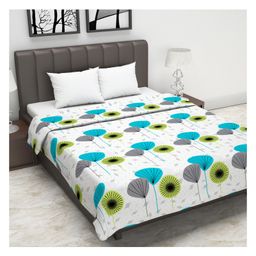 Divine Casa Cotton 120 GSM Double Bed AC Dohar Geometric Print - White Blue-image-61