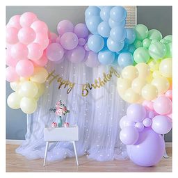 Bubble Trouble  Pastel Rainbow Net Fabric Backdrop Happy Birthday Decoration Diy Combo Set With Balloon Garland Arch Tape Fairy Led Lights - 59 Pc Set-image-79