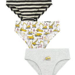 Charm n Cherish Pack Of 3 Striped & Vehicles Printed Briefs - Grey & White-image-73