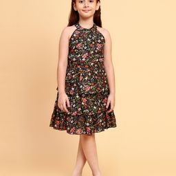 Little Marine Halter   Neck Floral Printed Fit & Flare Dress -  Multi Color-image-28
