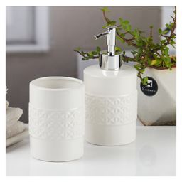 KOOKEE Ceramic Bathroom Accessories Set of 2 with Soap Dispenser (11111)-image-83