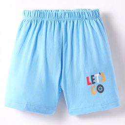 Tango Single Jersey Knit Knee Length Shorts With Lets Go Print - Light Blue-picture-2