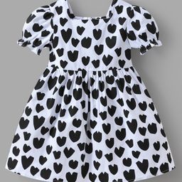 Mark & Mia Half Sleeves Dress With Heart Print - Black & White-image-99