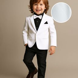 Babyhug Woven Full Sleeves Solid 3 Piece Party Suit With Bow - Black & White-image-21
