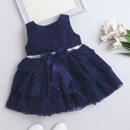The Magic Wand Sleeveless Bow Applique Mesh Detailed Sequin Embellished Dress - Navy Blue-image-34