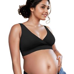 &Circus Sleeveless Solid Padded Maternity Nursing Bra - Black-image-90
