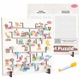 Aditi Toys 3-in-1 Wooden Alphabet Learning Board With Marker for Kids Tracing, Dot-to-Dot Letter Formation & Maze Puzzle, Educational Toy for Preschoolers, Early Literacy Development, Age Above 3+ Years-13