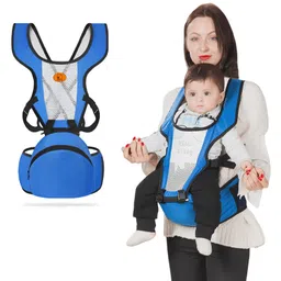 Bembika Baby Carrier Newborn to Toddler with Hip Seat Multiple Positions Infant Carrier Soft Baby Holder Kangaroo Bag Sling Carrier For All Seasons - Blue-picture-21