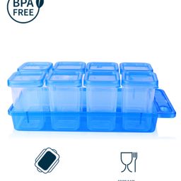 Gluman Masala Container Set for spice storage with tray & spoon (Set of 8) image 3