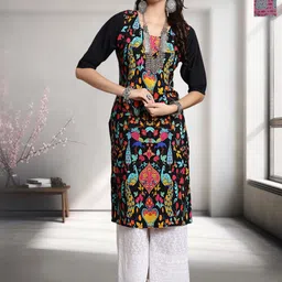 HERE&NOW Selection Of 2 Ethnic Motifs Printed Round Neck Straight Kurta-34