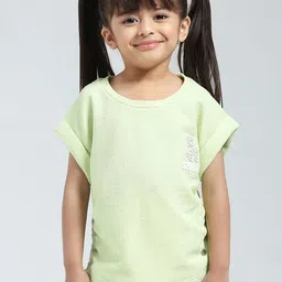 Monte Carlo Girls Solid Round Neck Extended Sleeves Top-image-97
