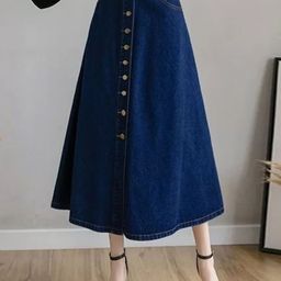 Tripursundari Fashion A-Line Maxi Denim Skirt-picture-34