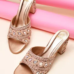 Rocia Women Ethnic Block Open Back Sandals-2