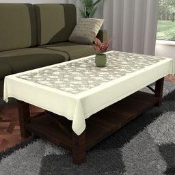 Aura Cream-Coloured Floral Cotton 4-Seater Table Cover with Embroidered details-16