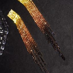 Niscka Rhodium-Plated Rhinestone Studded Contemporary Shaped Drop Earrings-35