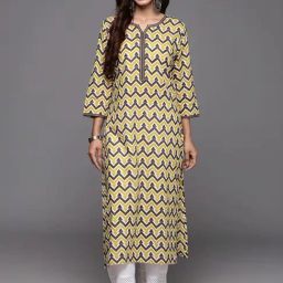 Varanga White Cotton Printed Straight Kurta-image-55