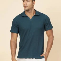 Rigo Men Teal Waffle Polo T-Shirt-picture-31
