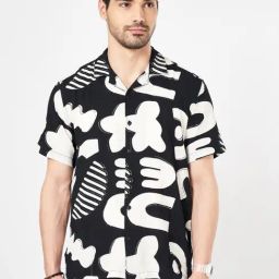 People By Pantaloons Black & White Slim Fit Printed Shirt-picture-11