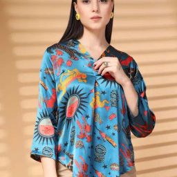 Melon By plusS Blue Printed Top-image-10