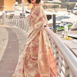 Saree Mall Beige Woven Sarees With Unstitched Blouse-image-70